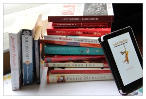 A few of the books on my list, and of course my trusty Kindle!