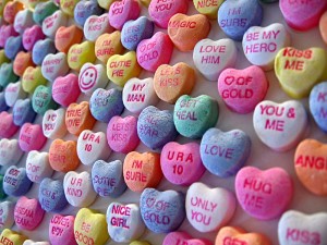 Picture of valentine message hearts.