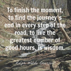 To finish the moment, to find the journey’s end in every step of the road, to live the greatest number of good hours, is wisdom.