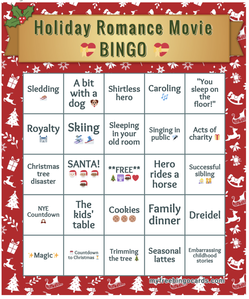 Holiday Romance Movie Bingo Card