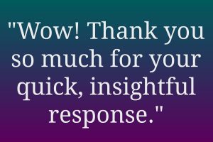 Wow! Thank you so much for your quick, insightful response.